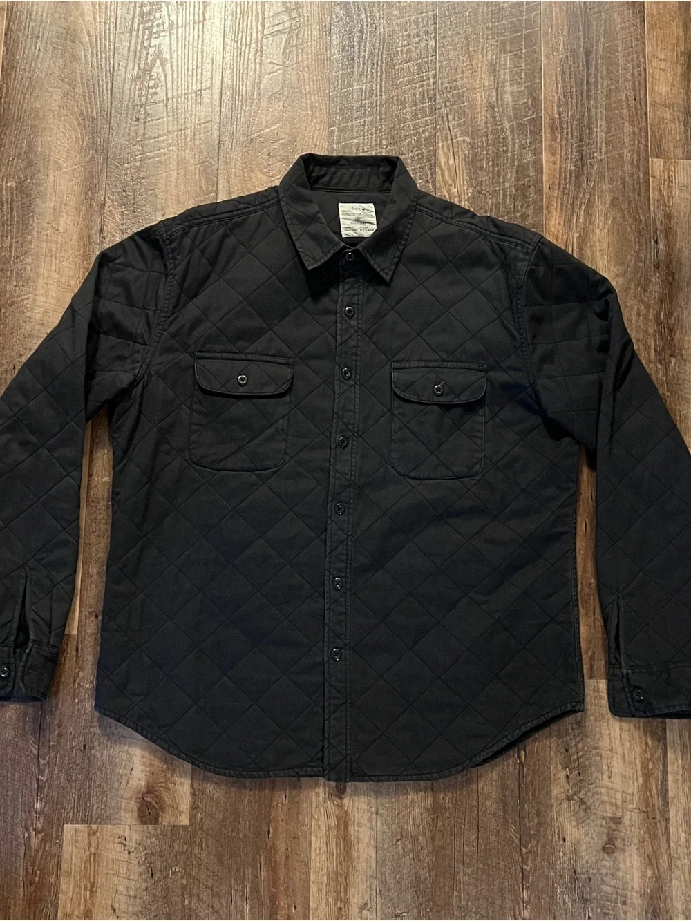 J.Crew Diamond Quilted Workshirt Jacket Button Up Black Mens XL